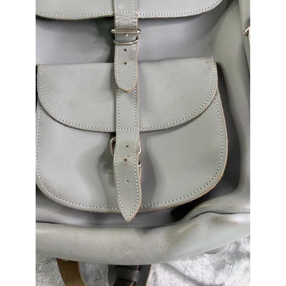 Grafea Hari Gray Leather Backpack Made in England Satchel Rucksack Medium